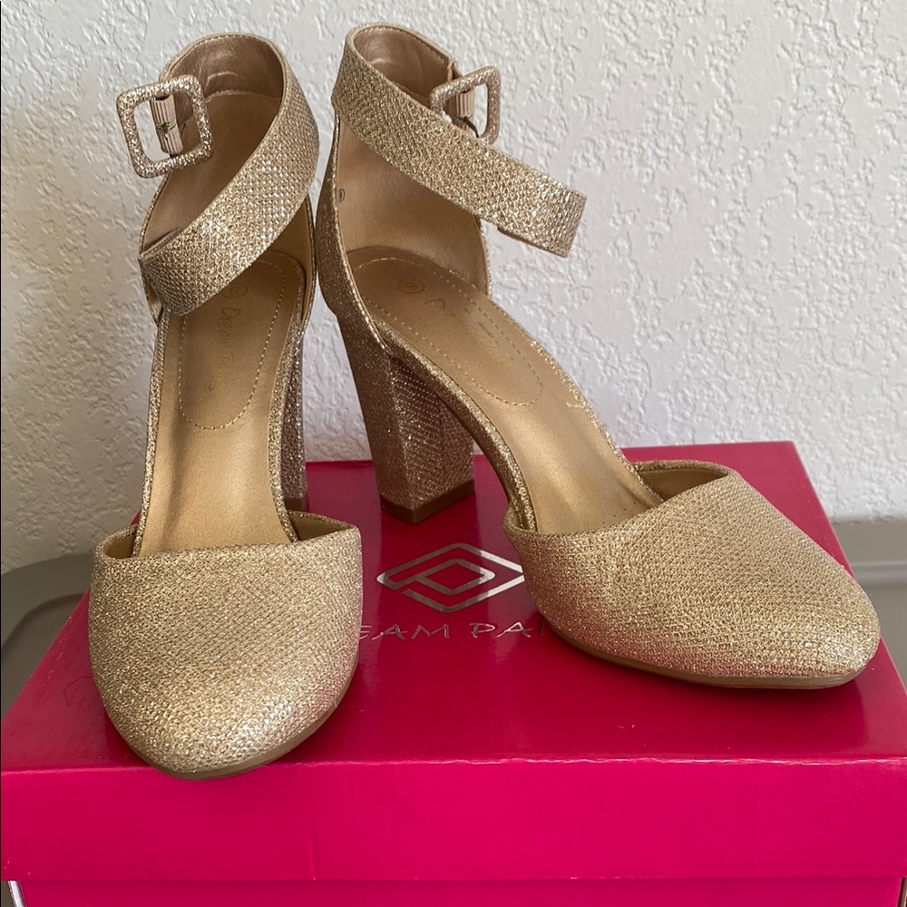 Dream Pairs Women's Gold Heeled Sandals